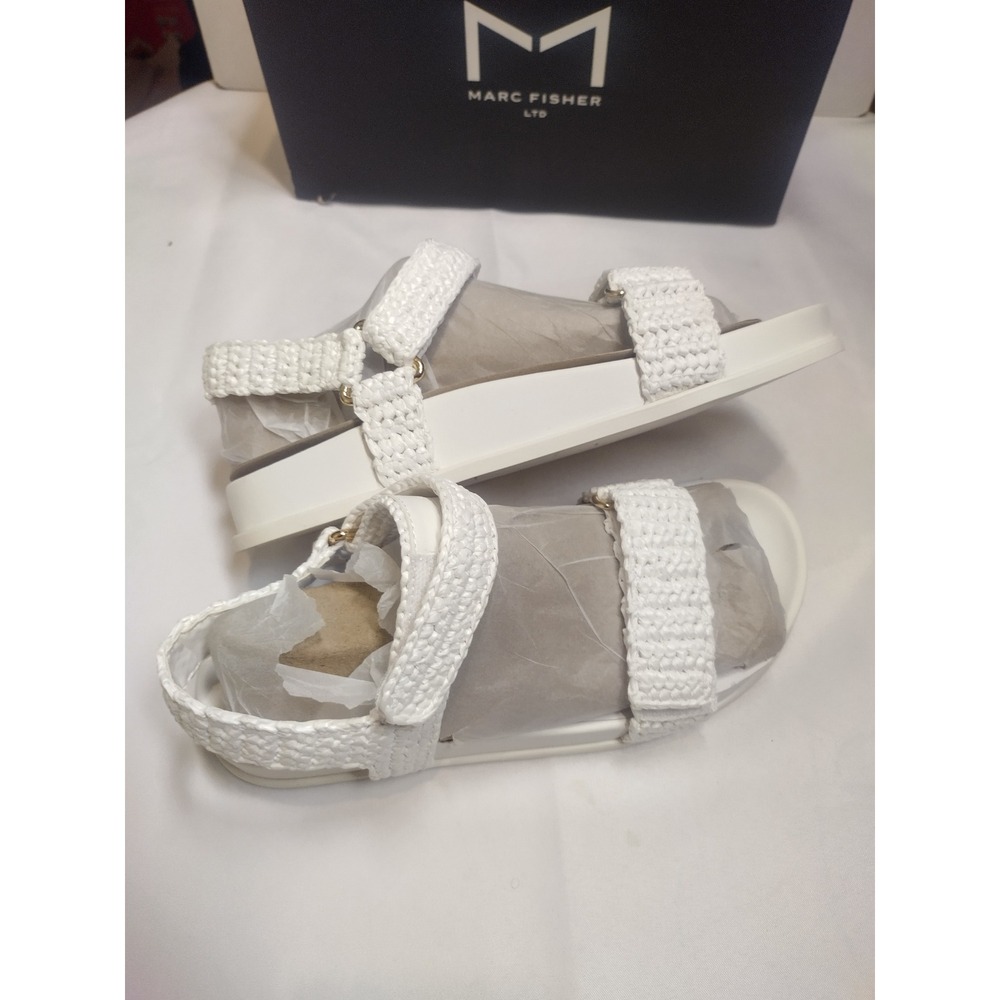 Marc Fisher LTD White Crochet Platform Sport Sandals Womens Size 8M Adjustable - Picture 6 of 9